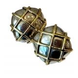 Vintage Italian 18K Gold & Sterling Silver Two-Tone Earrings - Post Back