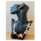 Freshwater Pearl Necklace with Carnelian & Moonstone Beads