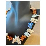 Freshwater Pearl Necklace with Carnelian & Moonstone Beads