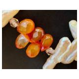 Freshwater Pearl Necklace with Carnelian & Moonstone Beads