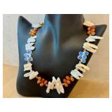 Freshwater Pearl Necklace with Carnelian & Moonstone Beads