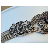 Sterling Silver Carnelian Cabochon Bracelet - 7 Inches (925)