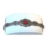 Sterling Silver Carnelian Cabochon Bracelet - 7 Inches (925)