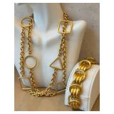 Anne Klein Geometric Gold-Town Link Necklace & Bracelet Set