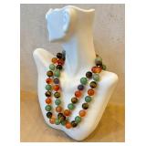Multi-Strand Tiger's Eye Carnelian Jade Amethyst Bead Necklace - Hand-Knotted Vintage