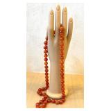 Vintage Carnelian Bead Necklace - Hand-Knotted, Silver Clasp, 28in