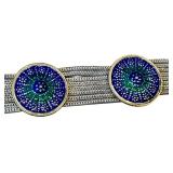 Floral Mandala Sterling Silver and Enamel Bracelet