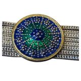 Floral Mandala Sterling Silver and Enamel Bracelet