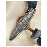 KC Blue Coral Beaded Necklace - Sterling Clasp - 19'