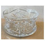 DR - Vintage Lead Crystal Bowl - Sawtooth Rim with Pinwheel & Star Pattern, 9.5 Inch Diameter