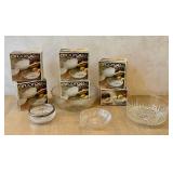 DR - Arcoroc Fleur 6 Soup Plates & 2 Glass Bowls - Clear Crystal