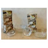 DR - Arcoroc Fleur 6 Soup Plates & 2 Glass Bowls - Clear Crystal