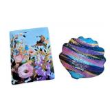 K - GreenBox Floral Enamel Tray and Shell-Shaped Striped Tray