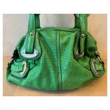 Makowsky Green Perforated Leather Shoulder Bag