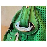 Makowsky Green Perforated Leather Shoulder Bag