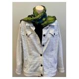 Pur Amici Polka Dot Jacket & Green/Gold Scarf (2-Piece Set)