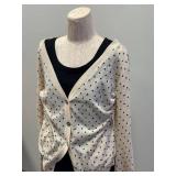 Lafayette 88 Black Sleeveless Top & Rosemunde Denmark-Designed Cardigan Beige with Black Polka Dots