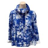 Helmut Lang Blue White Paint-Splatter Hoodie - Size L