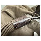 Michael Kors Metallic Taupe Leather Tote Bag - 3 Interior Pockets (Zip Pocket)