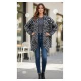Elliott Lauren Geometric Hexagon Print Wool-Blend Wrap Cardigan - Size 8