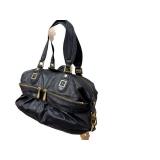 BCBGMaxazria Black Leather Satchel with  Gold Tone Hardware