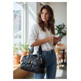 BCBGMaxazria Black Leather Satchel with  Gold Tone Hardware