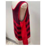 Escada Sport Vintage Two-Piece Set - Size L Burgundy & Red Striped Knit Top & Hooded Cardigan