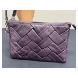 Cole Haan Purple Leather Wristlet - Woven Texture
