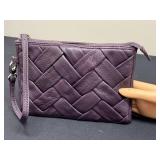 Cole Haan Purple Leather Wristlet - Woven Texture