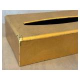 K - Floral Gold-Tone Vanity Set - Tissue Box Cover, Mini Perfume Bottle & Trinket Box