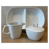 K - Dansk Studio Levien Precision Divided Serving Dish Set with Creamer & Sugar Bowl