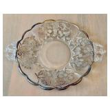 K - Vintage Glass Silver Overlay Bowl & Underplate