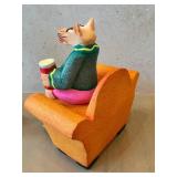 K - Ganz Melinda Vase 10 in Tall & Dog Figurine on Orange Sofa (Lot of 2)