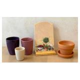 O - Decorative Kitchen Board With Planters, Ceramic Pots