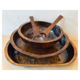 DR - Maggie-Signed Vintage Wooden Nesting Bowls Set (3-Piece) with Serving Spoons