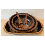 DR - Maggie-Signed Vintage Wooden Nesting Bowls Set (3-Piece) with Serving Spoons