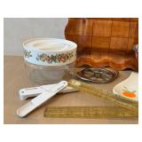 K - Pyrex Canister- Floral Fruit Band Clear Glass Jar (Retro Kitchen)