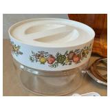 K - Pyrex Canister- Floral Fruit Band Clear Glass Jar (Retro Kitchen)