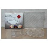 O - Schott Glas Glass Baking Tray and Two Vintage Lucite Trays