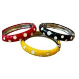 Polka Dot Enamel Bracelets - Set of 3 - Red, Yellow & Black
