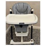 DR - Peg-Perego Prima Pappa High Chair - White Tray & Navy Check Cushion