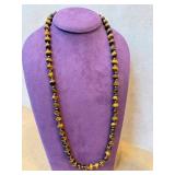 Tiger's Eye Beaded Hand-Knotted Necklaces - 28 in Pair