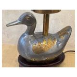 DR - Pewter Duck Lamp with Frosted Glass Flower Shade