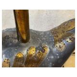 DR - Pewter Duck Lamp with Frosted Glass Flower Shade