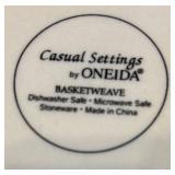 DR - Oneida Casual Settings Basketweave Stoneware Dinnerware Set - 81 Pieces