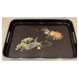 DR - Japanese Lacquer Serving Tray - Black With Gold Floral