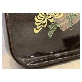 DR - Japanese Lacquer Serving Tray - Black With Gold Floral