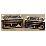 DR - Egyptian Trinket Boxes - Handmade, Painted Scenes, Red Interiors - 2 pcs