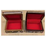 DR - Egyptian Trinket Boxes - Handmade, Painted Scenes, Red Interiors - 2 pcs