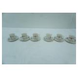 Vintage French Porcelain Tea Cups & Saucers Set